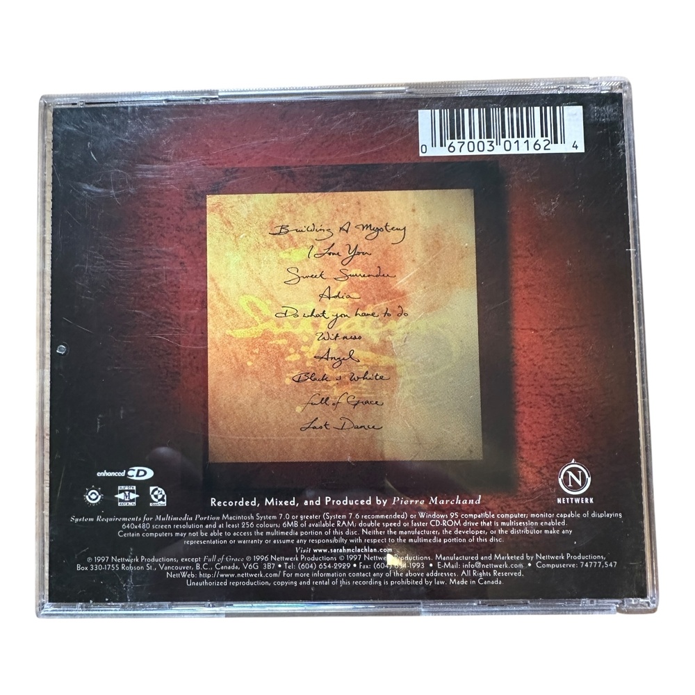 Arista Sarah McLachlan Surfacing Audio CD Black Clear Pop Hit Singles 90s Album - Picture 2 of 2